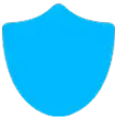 Solid blue shield icon on a white background.