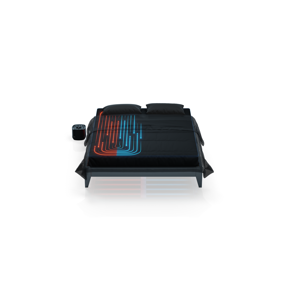 Thermasleep on a bed, cooling one side and warming the other