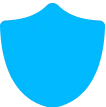 Solid blue shield icon on a white background.