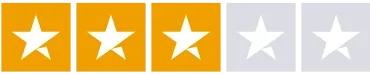 Three orange stars and two gray stars in a row.