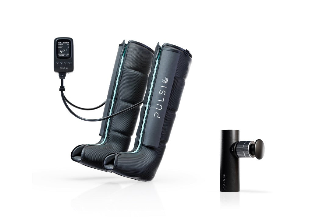 Pulsio Compression boots with the free Pulsio Air massage gun